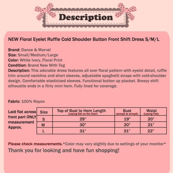 Eyelet Floral Cold Shoulder Ruffle Button Up Dress - Picture 9 of 9